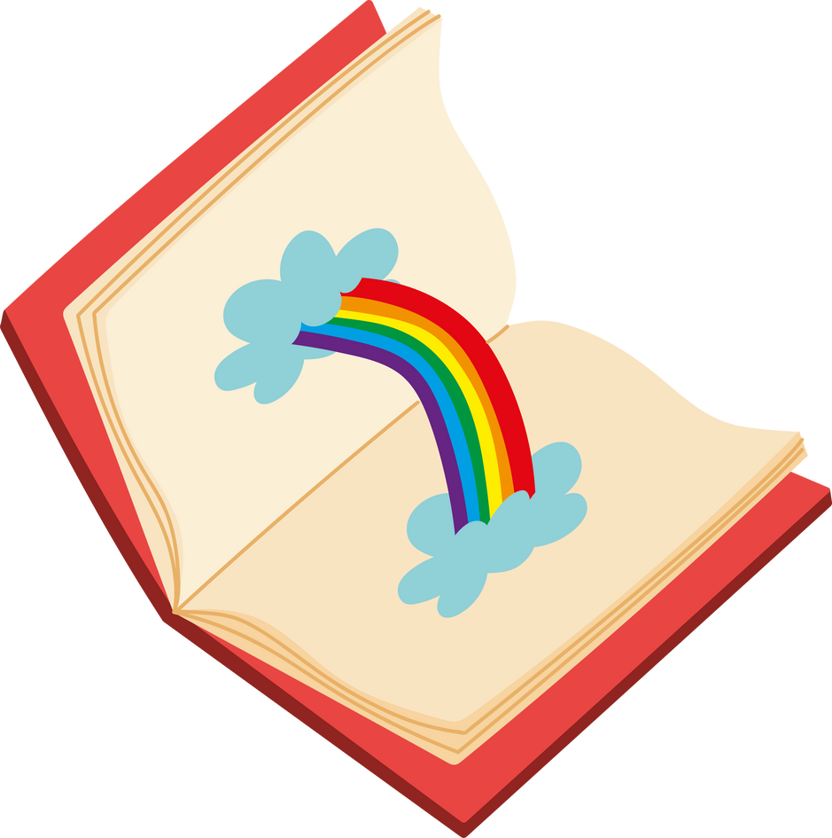 book story with rainbow